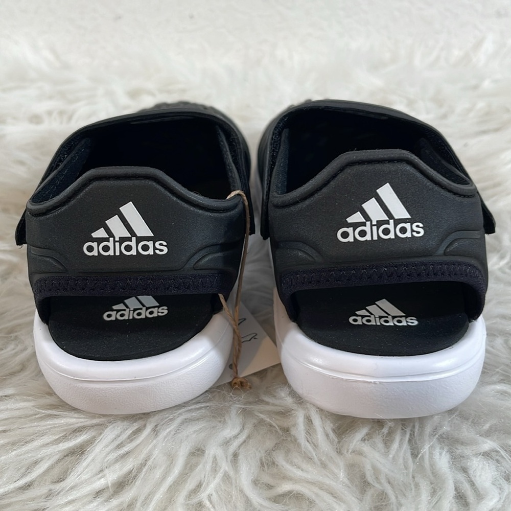 ADIDAS Closed Toe Water Sandals Velcro Black & White Kid’s Size 2 NEW UNISEX - Picture 6 of 16